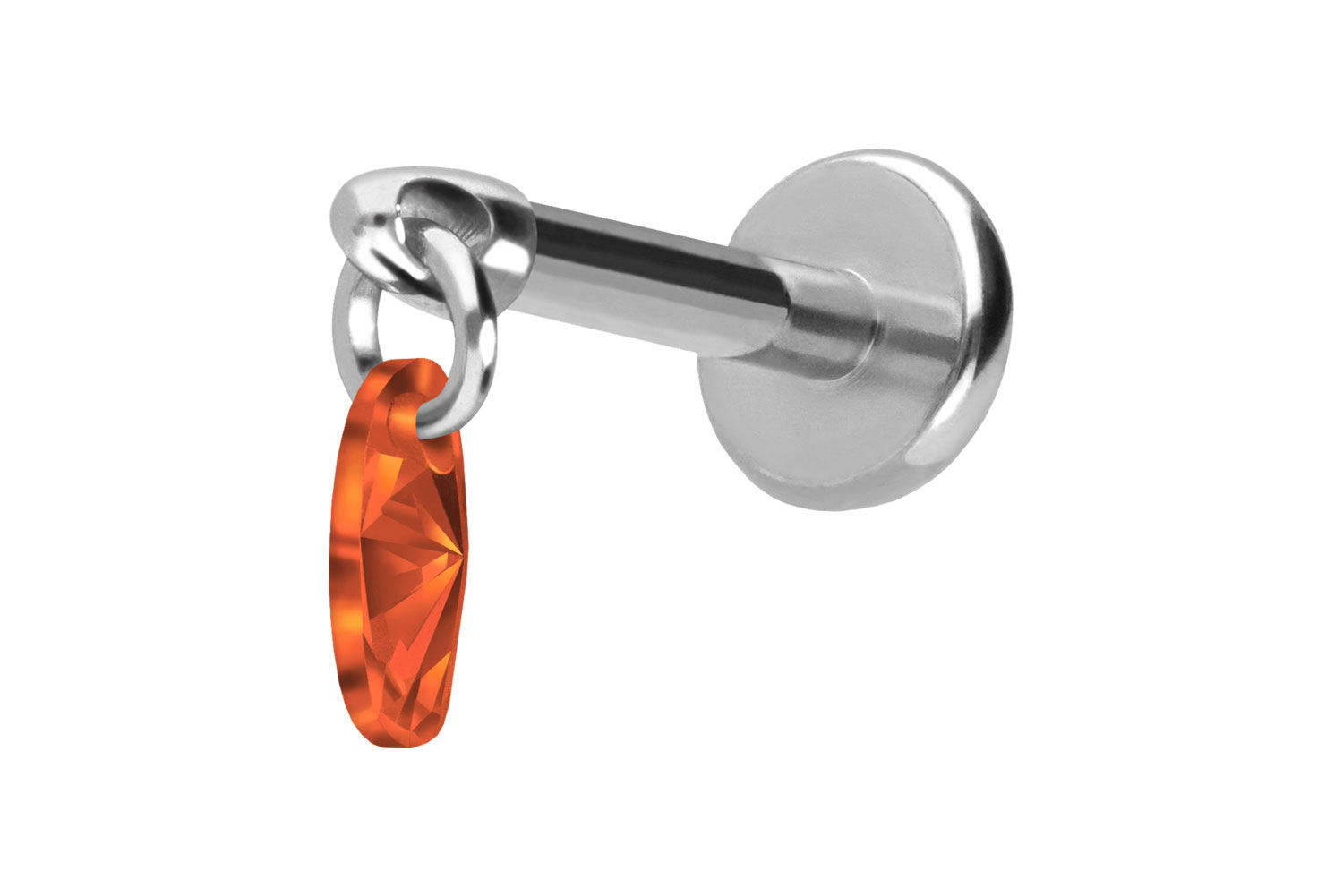 Titan Labret Piercing mit Push Fit KRISTALLOVAL